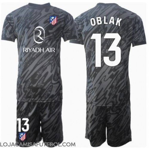 Camisa de Futebol Atletico Madrid Jan Oblak #13 Goleiro Equipamento Principal Infantil 2024-25 Manga Curta (+ Calças curtas)